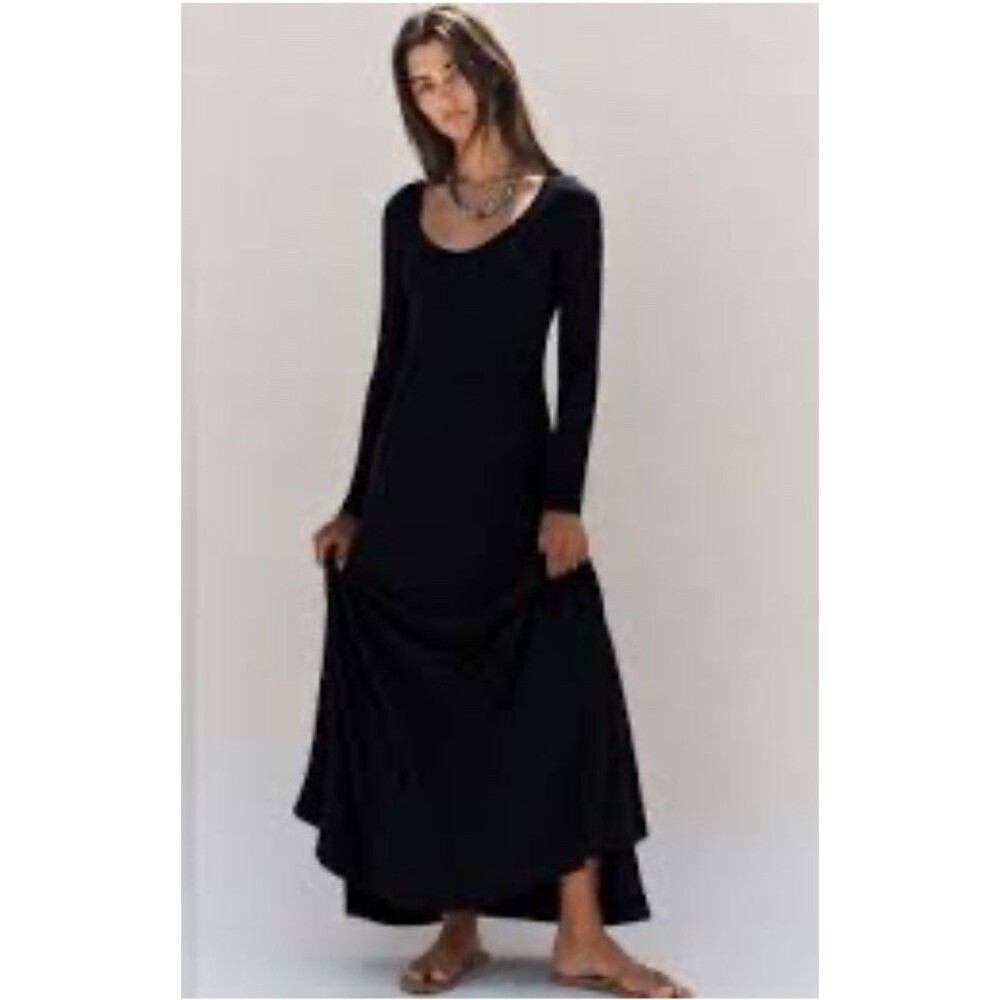 Free People free-est Tatiana Black Maxi Dress Size M Whimsigoth Witchy